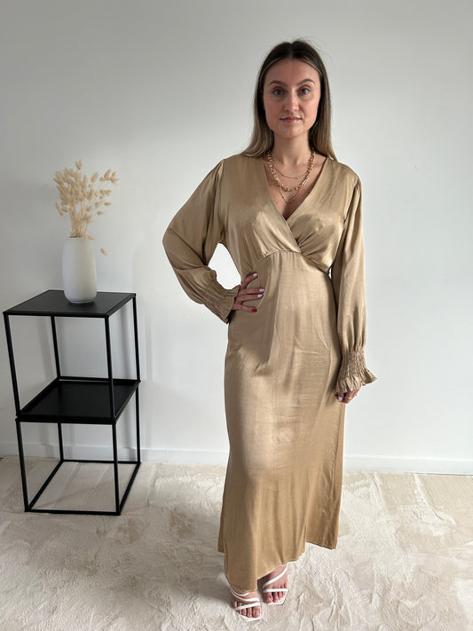 Robe satinée Luna - Camel -